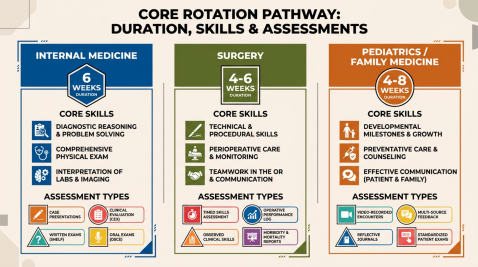 Core rotations skills assessments infographic