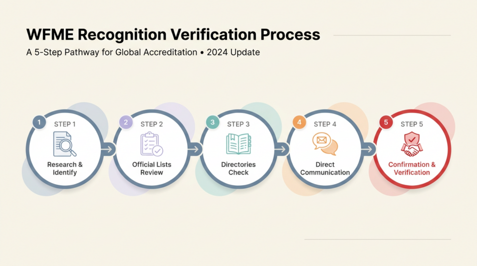 Infographic on a 5-step process for WFME recognition